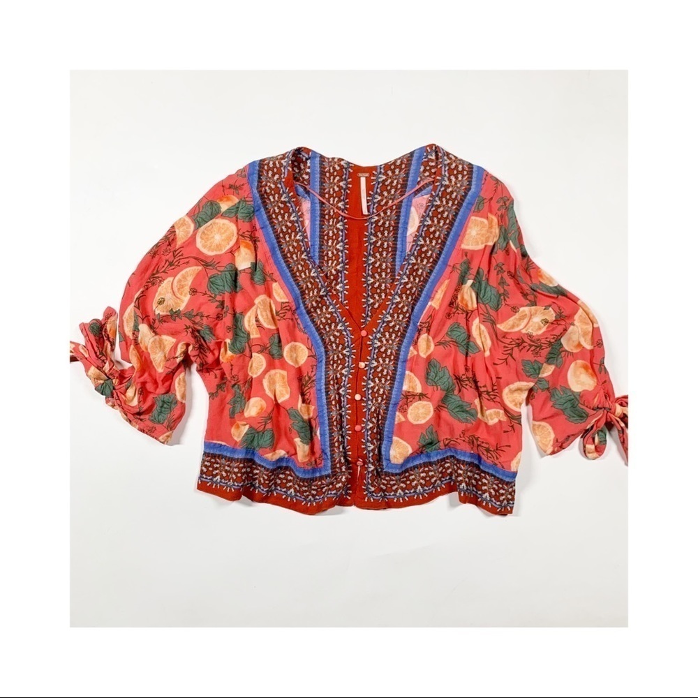 Free People Women’s Freshly Squeezed Mixed Print Shirt Size Small